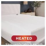 Sunbeam Electric Heated Mattress Pad - Twin, 39"x75", 12 Heat Settings, 12hr Auto Shut-Off, Fast Heating, Machine Washable - White