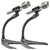 Pyle Universal Adjustable Desktop Microphone Stand - Tabletop Mic Holder Mic Stand 8.2 (Pair)