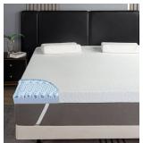 3 Inch 7-Zone Memory Foam Mattress Topper Twin Size with Removable Cover, Cooling Gel-Infused Swirl Egg Crate Memory Foam, Standard 100 by Oeko-TEX Certified, Blue