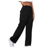 XIEERDUO Lounge Pants Women Cargo Pants Casual Baggy Wide Leg Sweatpants with Pocket Black XL