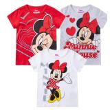 Disney Minnie Mouse 3 Pack Girls Short Sleeve T-Shirt for Toddler to Big Kids White/Red/Grey 3T