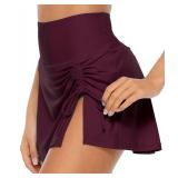 ALove Women Sport Skorts Beachwear Swimsuit Shorts Skirt Swimdress Stretchy Boardshorts M Wine Red