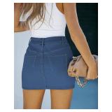 luvamia Skorts Skirts for Women Denim Mini Skirt Side Slit with High Waisted Jean Shorts Stretchy Womens Jean Shorts for Summer Skorts for Jean Shorts for Women Medium Blue Size Small