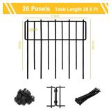 Blingluck Animal Barrier Fence, 12In(H) x 28.00Ft(L) Upgrade 1.26 in gap Decorative Fences No Dig Fence for Rabbit and Dog, Rustproof Metal Wire Garden Fence Border for Garden Patio Landscaping,26 PCS