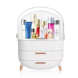 MASSY Egg Shape(Oval) Makeup Storage Box, Countertop Portable Vanity Cosmetics Organizer Preppy