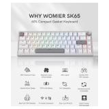 Womier SK65 Wireless Mechanical Gaming Keyboard, 60 Percent Retro Creamy Silver Aluminium Keyboard, Bluetooth 5.0/2.4GHz/USB-C Wired Hot Swappable Custom RGB Backlit Keyboard for Mac Computer PC - Ret