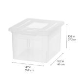 IRIS USA File Box Plastic File Organizer for Letter/Legal File, Document Box, Storage Bin Tote Organizer with Durable and Secure Latching Lid, Stackable, Nestable, BPA-Free, Clear 35 Qt. 4 Pack