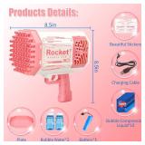 Bazooka Bubble Blaster Gun,Rocket Bubble Machine Blower,Birthday Gift for Girls Kids,Bubble Maker Toys for Party Wedding(Pink)