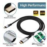 Elecan USB C to HDMI Cable 50 Ft, 4K@60Hz HDR, Double Chips Gold-Plated High-Speed USB 3.1 Type-C to HDMI 2.0 Cord Thunderbolt 3/4 Compatible Galaxy MacBook Pro/Air iPad Pro Surface Dell HP + 5 Ties