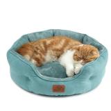 Bedsure Dog Beds for Small Dogs - Round Cat Beds for Indoor Cats, Washable Pet Bed for Puppy and Kitten with Slip-Resistant Bottom, 20 Inches, Washed Blue