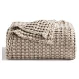 Bedsure Cooling Cotton Waffle King Size Blanket - Lightweight Breathable Summer Blanket of Rayon Derived from Bamboo for Hot Sleepers, Luxury Throws for Bed, Couch and Sofa, Taupe, 104x90 Inches