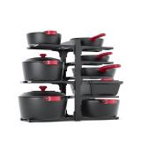 MUDEELA 8-Tier Heavy Duty Adjustable Pan Organizer Rack for Kitchen Cabinet Storage and Organization