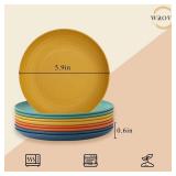 Wrova Snack Plates Set of 8-6 Inch Wheat Straw Dessert Plates - Unbreakable Snack Plates for Kids - Small Appetizer Plates for Kitchen Colorful Series