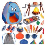 Kids Camping Set with Tent for 2 Toddlers-Kids Camping Toys for Kids 3-5 with Pop up Play Tent-Indoor Outdoor Pretend Camping Toys