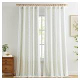 jinchan Boho Linen Curtains 96 Inches Long Country Farmhouse Printed Living Room Bedroom Curtains Green on White Window Curtains Rod Pocket Back Tab Geometric Light Filtering Curtain Set 2 Panels