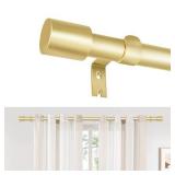 ZYRW Gold Curtain Rods for Windows 18 to 45 Inch, 1 Inch Diameter Adjustable Short Heavy Duty Modern Window Curtain Rods with End Cap Drapery Finials,for Window 18-37", Warm Gold