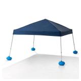 Sunjoy 10â Ã 10â Pop-up Floating Pool Gazebo with Navy Fabric Canopy Hand Air Pump and Carry Bag - Retail: $154