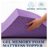 SINWEEK Mattress Topper Twin XL, 2 Inch Gel Memory Foam Mattress Topper College Dorm Ventilated Soft Mattress Pad, Bed Topper, CertiPUR-US Certified, Purple