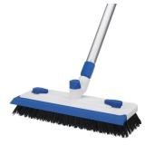 Qaestfy Floor Grout Scrub Brush with Squeegee 3 in 1, 55