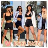 FULLSOFT 4 Pack Biker Shorts for Women  5" High Waist Tummy Control Workout Yoga Running Compression Exercise Shorts with Pockets(4 Pack Black/Black/Black/Black,Large-X-Large)