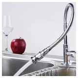 Inchant Outdoor Kitchen Sink Faucet - 360° Rotatable Single Hole Single Handle Cold Water Kitchen Faucet Flexible Neck Laundry Room Tap Bar Garden Outdoor Faucet, Deck Mount Chrome Finish