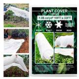 Plant Covers Freeze Protection, 10ft×33ft Reusable Rectangle Frost Protection Floating Row Cover Plant Blanket Garden Winterize Cover for Cold Weather Snow