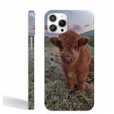 Vesidurt Highland Baby Cow Case for iPhone 15 Pro,Cute Fluffy Cow Pattern Case for Women Men,Full Cover Smooth Tough PC Case Compatible with iPhone 15 Pro