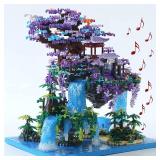 Yushinv Cherry Blossom Tree Building Set with Box 4574Pcs, Original Scene Music Japanese Sakura Tree House(Type :Symphony), Cherry Bonsai Tree Lights Building Kit, Cherry Blossom Building Set.