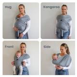 Versatile Gray & Black Baby Carrier Wrap: Comfortable, Soft & Supportive, Adjustable Ring Sling for Mom & Dad, Ideal for Baby Registry, Newborn to Toddler, Baby Shower