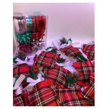 Christmas Bows and Ribbon Set Plus (12) Plaid Star Ornaments