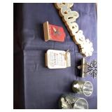 BELIEVE Tabletop Decor 18 inches , 2 Candle Holders , Snowflake Metal Stocking Holder and 2 Tabletop Signs