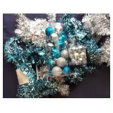 5 Strands Garland Silver and Blue , 2 Boxes Shatterproof Ornaments