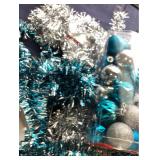 5 Strands Garland Silver and Blue , 2 Boxes Shatterproof Ornaments