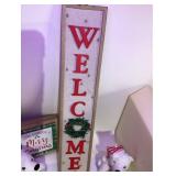 WELCOME And Have Yourself A Merry Little Christmas Tabletop Decor PLUS 2 Plush Polar Bear Stuffed Animals and 2 Pair Novelty Glasses