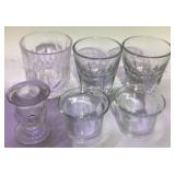 3 Shot Glasses , Candle Stick Holder and 2 Votive Holders Glass