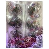 Clear Bulb Ornaments with Decorative Centers , Garland Red 26ft Set of 2, Snowflake Garland 24 ft