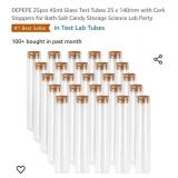 DEPEPE 25pcs 45ml Glass Test Tubes 25 x 140mm with Cork Stoppers for Bath Salt Candy Storage Science Lab Party