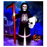 9 FT Halloween Inflatables Outdoor Decorations Grim Reapers, Giant Halloween Decorations Outdoor Blow Up Yard Decorations with LED Lights Up Built-in for Halloween Garden Yard Outdoor Decor