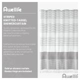 Awellife Boho Gray Shower Curtain for Bathroom Stripe Tassel Shower Curtain 72 X 72 Inches Farmhouse Linen Grey