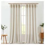 jinchan Curtains with Tassels, Curtains for Living Room 84 Inches Long, Boho Curtains, Rod Pocket Back Tab Flax Farmhouse Curtains for Bedroom Light Filtering Window Curtain Set 2 Panels, Ecru