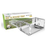 Kensizer Humane Rat Trap, Chipmunk Rodent Trap That Work for Indoor and Outdoor Small Animal - Mouse Voles Hamsters Live Cage Catch and Release 1-Pack