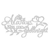 KHayRovies Always Kiss Me Goodnight Wall Sign Home Decor, Metal Sign with Love Heart Wall Word Art Decor, Iron Letters Quotes Wall Hanging Sculptures for Bedroom Living Room House Decoration(Silvery)