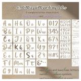 Patemby Calligraphy Stencil Letters Painting Kit - 43 Reusable Cursive Stencils Alphabet Includes Uppercase and Lowercase Letters, Numbers, Patterns for Crafts (Calligraphy Stencils)