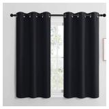 NICETOWN Halloween Blackout Draperies Window Curtain Panels, Autumn/Winter Thermal Insulated Solid Grommet Blackout Curtains/Drapes for Cafe (Set of 2, 42 inches by 48 inches, Black)