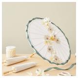 Juvale 6-Pack Parasol Paper Umbrellas for Decorations for Kids, Cocktail Party Decor, DIY, Arts and Crafts Projects, Sun Parasols for Plants, Photo Props (Small, White, 16 in)