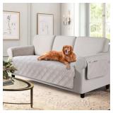 TAOCOCO Waterproof Couch Covers for Pets Dogs with Non Slip Backing, Sofa Seat Covers with Side Pocket for 3 Cushion Couch Washable Dog Couch Cover Protector Sofa Slipcovers(Sofa, Cream)