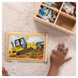 Melissa & Doug Construction Vehicles 4-in-1 Wooden Jigsaw Puzzles in a Box (48 pcs) - FSC Certified