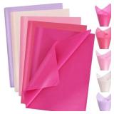 BEISHIDA 100 Sheets Pink Tissue Paper, Wrapping Paper, Tissue Paper for Gift Bags, 14"x20"Gift Wrap Tissue Paper Bulk for DIY Crafts Gift Wrapping Birthday Wedding Holiday Paper Flowers(Pink Series)