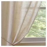 Valea Home Linen Curtains Panel 54 inch Long Light Filtering Rod Pocket Crude Drapes for Bedroom Living Room Farmhouse Window Treatment Panels, Natural, 1 Panel