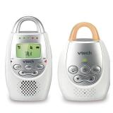 VTech DM221 Audio Baby Monitor with up to 1,000 ft of Range, Vibrating Sound-Alert, Talk Back Intercom & Night Light Loop, White/Silver